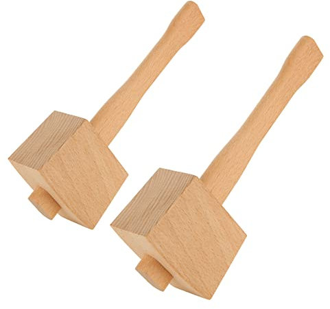 DIRBUY Holzhammer – 24 cm Holzhammer Holzbearbeitung – 200 g massiver Buchenholzhammer – Holzschnitzhammer geeignet für beschädigungsfreies Schlagen