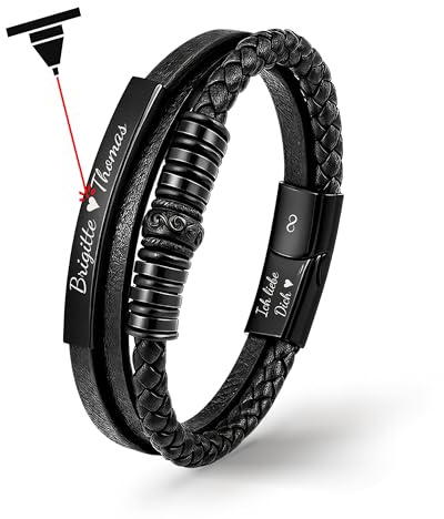 UNIQAL | Personaliesiertes Lederarmband mit Gravur SHAPE Herren Damen | Leather Bracelet mens | Magnetverschluss | handgemacht in Germany