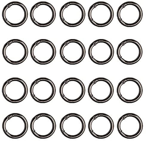 XCSJ 20 Stück 20mm Runde Karabiner Schwarz Sehr Robust Zinklegierung Runde Karabiner Karabiner Ring Karabiner Rund Karabinerhaken Rund Für Schlüsselanhänger Tasche Schmuck Diy Handwerk Machen (20.00)
