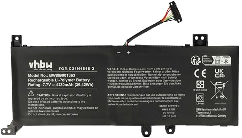 vhbw Akku kompatibel mit Asus F412FA | F412UA, F412F, F412U, F415E, F415EA, F415F, F415FA, F415J Notebook (4730 mAh, 7,7 V, Li-Polymer)