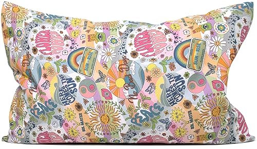 Bio Lavendelkissen 30x20cm, Bio-Bezug Flower Power + Bio Inlett natur/Duftkissen Kräuterkissen