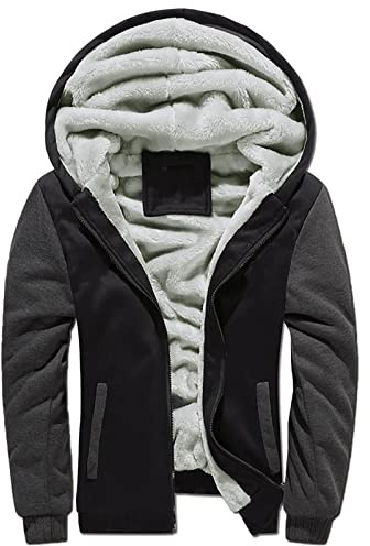 WZYYDS Homme Hiver Chaud Sweats Épaisse Veste À Capuche Doublée Polaire Manteaux Doux Pas Cher Hoodie Blousons Sweat-Shirts Manches Longues
