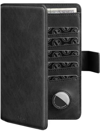 VULKIT Porta Passaporto da Viaggio con Supporto Airtag Portadocumenti da Viaggio Blocco RFID Portafoglio da Viaggio per Uomo o Donna Custodia Passaporto Pelle, Grigio Scuro