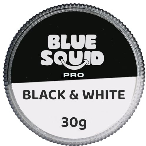 Blue Squid PRO Schminke Face Paint und Bodypaint - Schwarz-weißer Split (30g), Face und Bodypaint Farbe für Erwachsene, Kinder, Fasching und SFX