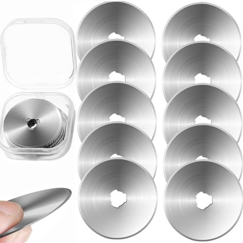 MAEXUS Lot de 10 lames rondes de rechange pour cutter rotatif - 45 mm - En acier inoxydable - Pour couper du tissu, du cuir, du papier (45 mm)