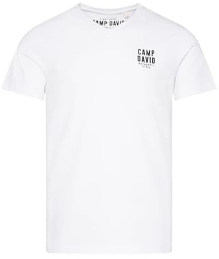 Camp David Herren Basic T-Shirt V-Neck mit Logo Print