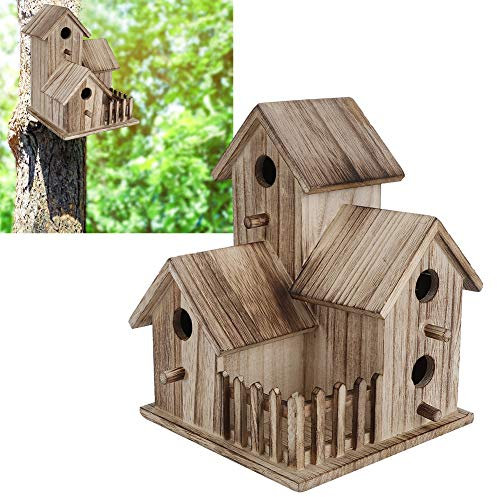 Bird House, Wooden Bird Nesting Box Birdhouse Novelty Hanging Nest Box Home for Birds, Bird Hotel Cabin Pet Supplies Decoration For Garden Outdoors Tree Or Balcony