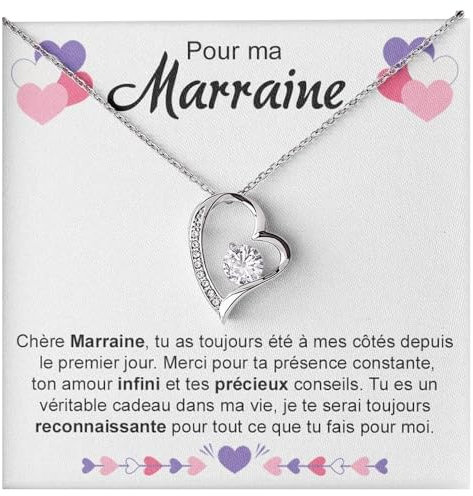 Collier Femme Marraine Idée Cadeau pour Elle Finition Argent, Or Bijoux Marraine Idée Cadeau Pendentif – Boîte avec DÉDICACE incluse (Argent - Pour ma Marraine)