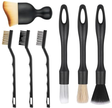 CSLGDMAI 7PCS Car Detailing Brush Set,Car Interior Detailing Brushes For Cleaning Interior/Exterior of Car,Soft Auto Detailing Brush Kit For Cleaning Wheels,Emblems, Interior, Exterior, Air Vents