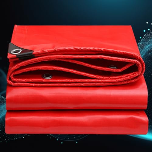 Telo Impermeabile Esterno, Telone Occhiellato 3 x 6 m Resistente Alle Intemperie, Impermeabile Telo Protettivo - Telo per Tenda da Campeggio per Auto, Barche, Piscina, Giardino, Rosso