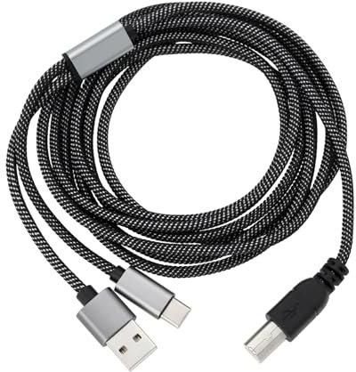 EMSea Cable de impresora USB C a USB B 2 en 1 compatible con AcBook Pro compatible con HP compatible con Canon compatible con Brother compatible con Samsung