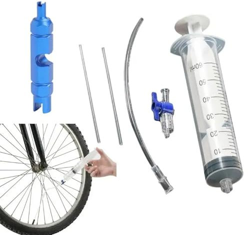 Fahrrad Tubeless Dichtmittel Injector,Tubeless Reifendichtmittel Spritze,Fahrrad Sealant Reifendichtmittel Injector,Fahrrad Ventilwerkzeug Spritze mit Valve Core Removal Tool zur Fahrradreparatur