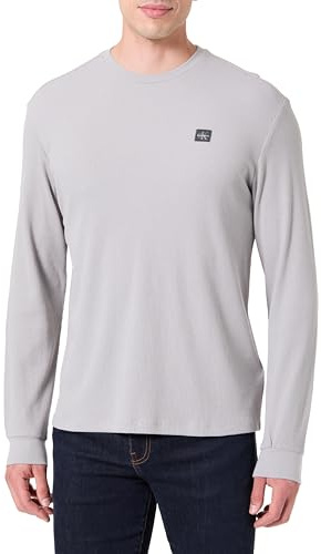 Calvin Klein Herren Langarmshirt Waffle Badge Tee mit Rundhalsausschnitt