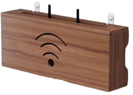 Router Schrank, Holz Dekoration Box, WiFi-Router Aufbewahrungsbox, Router Und Kabel Verstecken Kästen Box, Kabelboxen Wandmontage/Desktop Kabel Aufbewahrungsbox Wooden Box(Walnut color,30*20*10cm)
