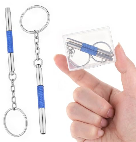 Juego de 2 mini destornilladores de lentes, destornillador de precisión 3 en 1 para reparación de gafas, llavero de destornillador, juego de destornilladores para gafas, relojes, joyas (Phillips,