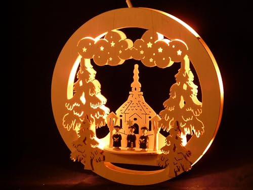 SchwibboLa Original Erzgebirgisches Fensterbild Schwibbogen Lichterbogen 32x32cm Fensterschmuck