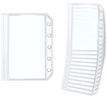 NatSumeBasics 12 A8 Budget-Bindertaschen mit Reißverschluss, transparent, ohne Reißverschluss, bläuliche Planer-Einlagen für Geld, Organizer, Buchzubehör (A8)