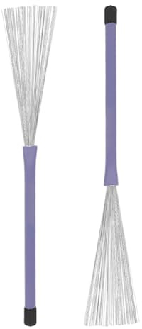 WJnflQN Drum Wire Brushes, Retractable Wire Brushes with Comfortable Rubber Handles, 1 Pair Wire Percussion Brushes for Jazz Music Lovers