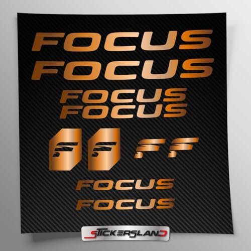 Stickersland® Aufkleber-Set kompatibel mit Rahmen Focus MTB Mountainbike und Helm | Decals Aufkleber für Fahrrad Schriftzug Logos | Stickersland® (Kupfer / Bronze glänzend metallisiert)