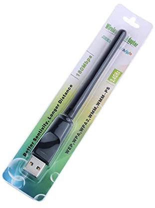 Scheda Di Rete Wireless USB, Scheda Di Rete Senza Fili Esterna, Scheda Di Rete Senza Fili Con Antenna | Adattatore Wifi Esterno Per Laptop, Adattatore WiFi USB 150Mbps 2.4GHz 2dB, Antenna Grande MT