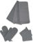 gws 8-teiliges Küchen-Set, Anthrazit – 1 Paar Ofenhandschuhe, 1 Paar Topflappen und 4 Geschirrtücher, 100% Baumwolle, hitzebeständig und waschbar