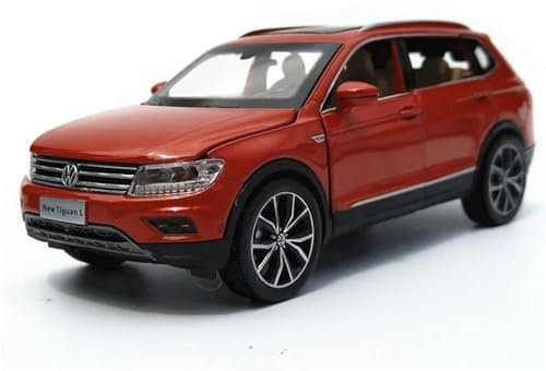WHYMIRRJ 1:32 Für VW Tiguan L SUV Legierung Automodelle Maßstabmodellbausätze Zu Öffnende Türen Fahrzeugdekorative Souvenirs(Orange)