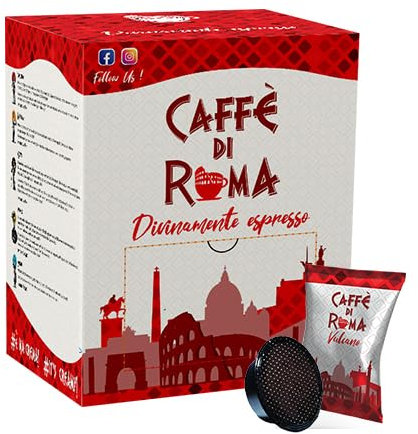 300 Capsule CAFFE DI ROMA Miscela VULCANO ROSSA Compatibili con A Modo Mio - Forte e Decisa - 300 Capsule Compatibili con le Macchine ad uso domestico Lavazza* A Modo Mio* -