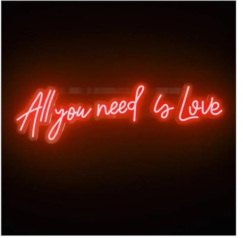 XENITE Hanging Art Neon Signs All You Need is Love Neon Sign Art Home for Wedding Bar Bachelor Party Bedroom Aesthetic Wall Decor 56x16cm(C)