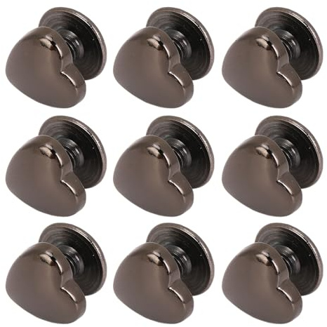 RASTKY Herzförmige Nieten aus Zinklegierung, Stabile PH-Schraube, 8 Mm, für Gürtel, Taschen, Hüte, Schuhe, Kunsthandwerk, 20 Stück, Lederzubehör, Reparatur, Dekor für Heimwerker (Silber Schwarz)