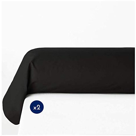 Lot de 2 taies de traversin 100% Coton – Douces, Respirantes et lavables – Tissage serré – Noir – Taille 85x185 cm – Certifiées Oeko-TEX – Home linge passion