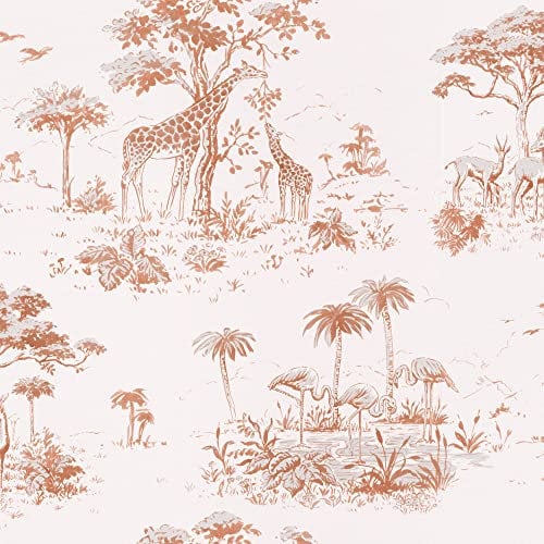 Rasch Safari Wallpaper Jungle Exotic Tropical Giraffe Trees Flowers Birds from