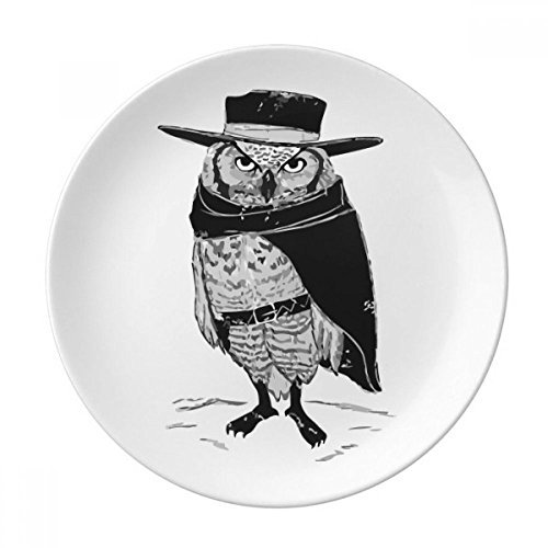 DIYthinker Chouette Oiseau Porcelaine décorative personnification des Animaux Assiette à Dessert 8 Pouces Dîner Accueil Cadeau 21cm diamètre Multicolor