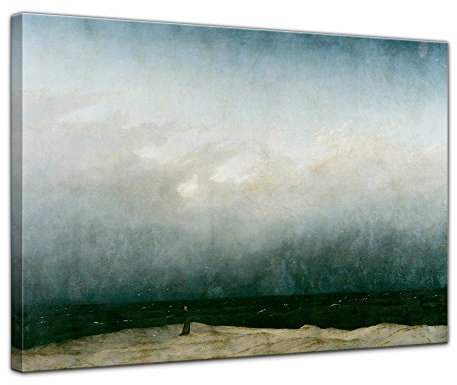 Bilderdepot24 Bild auf Leinwand | Caspar David Friedrich Der Mönch am Meer in 60x50 cm als Wandbild | Wand-deko Dekoration Wohnung alte Meister | 180809-60x50