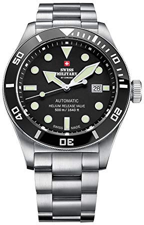 Swiss Military by Chrono Herren Uhr Armbanduhr Automatik Uhrwerk mit Edelstahl Metallarmband Analoge Herrenuhr Silber SMA34075.01