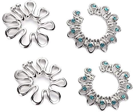 Briana Williams 2 Paar Fake Brustwarzenpiercing Nippelring Blumen Chirurgenstahl Non Piercing Brust Schmuck