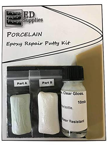 Porcelain Baths, Sinks, Toilets & Shower Trays Epoxy Repair Putty Kit – Repairs Chips, Deep Cracks & Defects. (Light Grey)