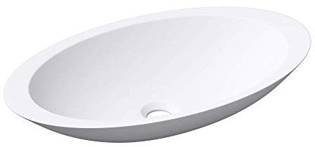 Mai & Mai Vasque à Poser Blanc Mat Ovale Lavabo Salle de Bain Évier Lave Mains sans trop-Plein Col802