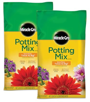 Miracle-Gro Potting Mix - For Container Plants, Flowers, Vegetables, Shrubs, Annuals, Perennials, Potting Soil Mix, Feeds up to 6 Months, 16 qt. (2-Pack)