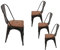 SAM 4er Set Metallstuhl Lina, Schwarz matt, Sitz aus massivem Pinienholz, Esszimmerstuhl im Industrial-Design, stapelbarer Bistrostuhl
