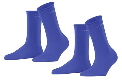 ESPRIT Damen Basic Pure 2-Pack W SO Baumwolle einfarbig 2 Paar Socken, Blau (Deep Blue 6046), 35-38 (2er Pack)