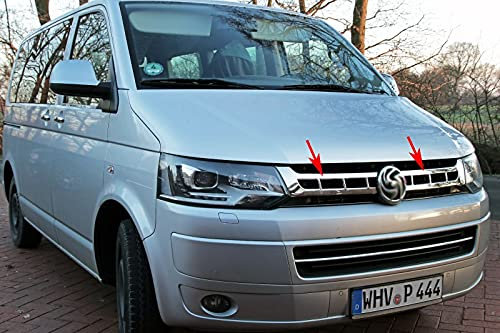 Recambo passend für VW T5 Facelift Chrom Kühler Grill Abdeckung Blende 2tg Edelstahl 09.09>2015