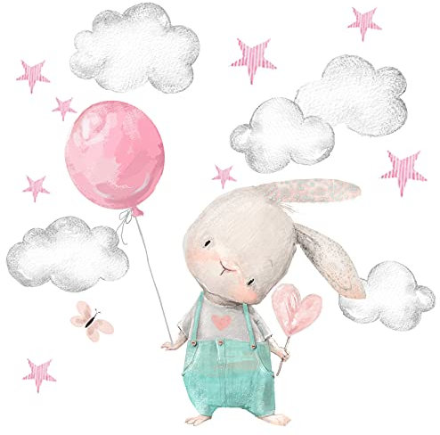 Little Deco Wandtattoo Hase mit Luftballon DL603 S - 46 x 31 cm (BxH)