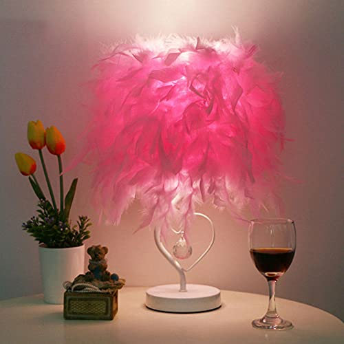 Yenisai Federn Tischlampe,Nachttischlampe Feder, Retro Schreibtischlampe Moderne Tischleuchte Lichter für Kinder, Büro, Lesen, Studieren, Schlafzimmer, Wohnzimmer-Rosa