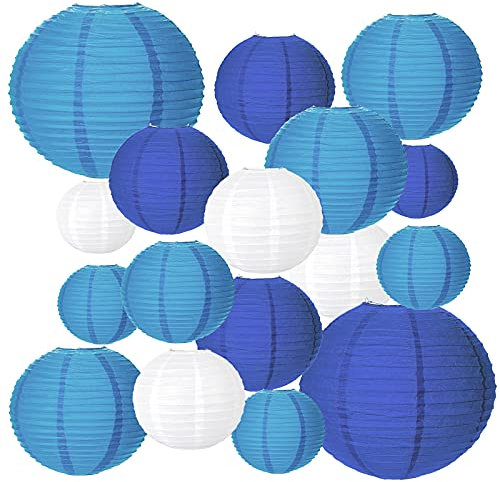 MEZOOM Lot de 20 lanternes chinoises rondes en papier de tailles assorties pour décoration de jardin, fête d'anniversaire, réunions de famille, patios