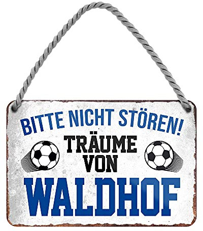 Waldhof Fan Blechschild - Metallschild mit Kordel und Saugnapf - Geschenk Fußball Fan Anhänger - Artikel Zubehör - Dekoration Zimmer Wohnung Werkstatt - Hängeschild Haustür Eingang - 18x12cm