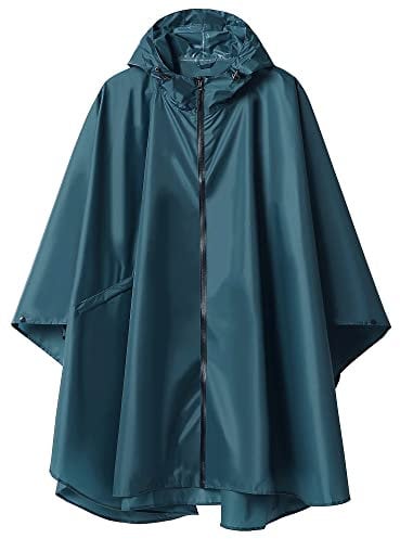 Regen Poncho Jacke Mantel für Erwachsene mit Kapuze wasserdicht mit Reißverschluss im Freien, Navy