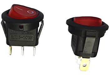 13 A 250 V Interruptor basculante redondo con luz indicadora para pequeños electrodomésticos iluminación transformadores con línea de alimentación KCD5-103N, color negro 10 unidades