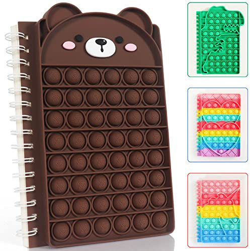 ZHIHUI Pop It Notebook, Fidget Toy Spielzeug Silikon Push Bubbles Notebook Sensory Squeeze, A5 Spirale Notizblock, Portable Pop Fidget Toy It Notizheft Relieve Stress für Schule Office