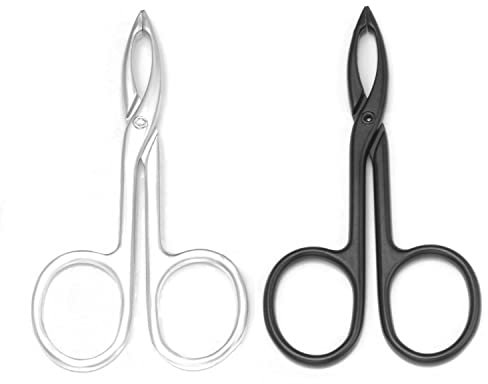 Motanar Lot de 2 pinces à épiler à bout droit en forme de ciseaux pour enlever les poils du visage et les sourcils (argent et noir)