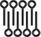 Aienxn Lot de 8 clés hexagonales standard de 2,2 cm avec boucle complète, clés Allen en métal pour barre de poussée, dispositif de sortie de panique, noir, Q-O-046-BK-7/32